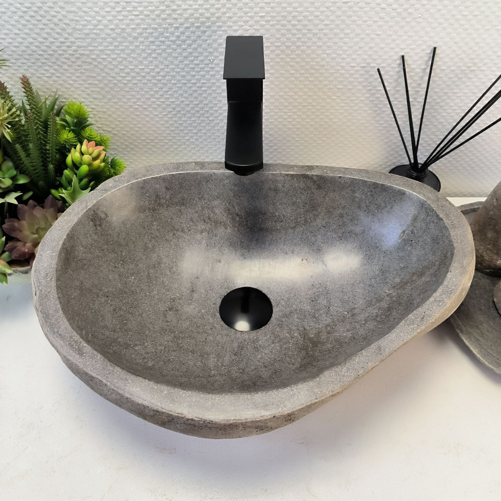 Каменная раковина из речного камня RS-64126 (49*35*16) 0122