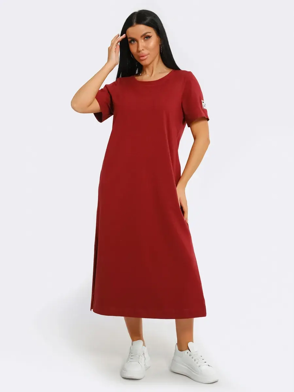 Платье хлопок однотон большие размеры