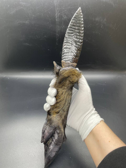 Обсидиановый нож с рукоятью копыта вепря 36 см