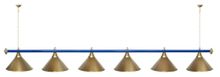 Лампа STARTBILLIARDS 6 пл. (плафоны антик медь,штанга голубая,фурнитура золото)