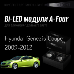 Светодиодные линзы Statlight A-Four Bi-LED линзы для фар Hyundai Genezis Coupe 2009-2012, комплект билинз, 2 шт