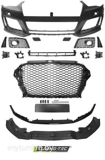 Передний бампер RS3 STYLE GLOSSY BLACK для Audi A3 8V