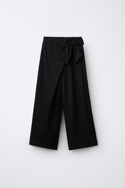 ZARA ШИРОКИЕ БРЮКИ В ПОЛОСКУ, ЧЕРНЫЙ