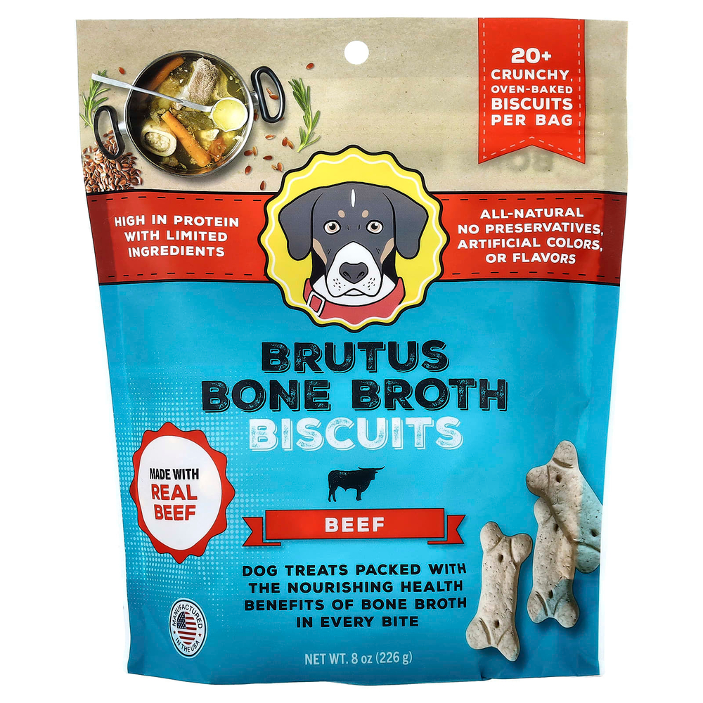 Brutus Bone Broth, печенье, для собак, с говядиной, 226 г (8 унций)