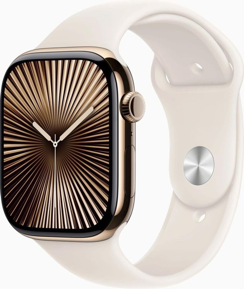Смарт-часы Apple Watch Series 10 A3003,  46мм,  2.1",  сияющая звезда/золотой титан