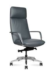 Кресло офисное Норден / Нэо / Neo  / серая кожа / алюминиевая база