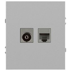 Розетка ЭРА Arktik 16-3110-03 комбинированная RJ45+TV алюминий | Эра Arktik