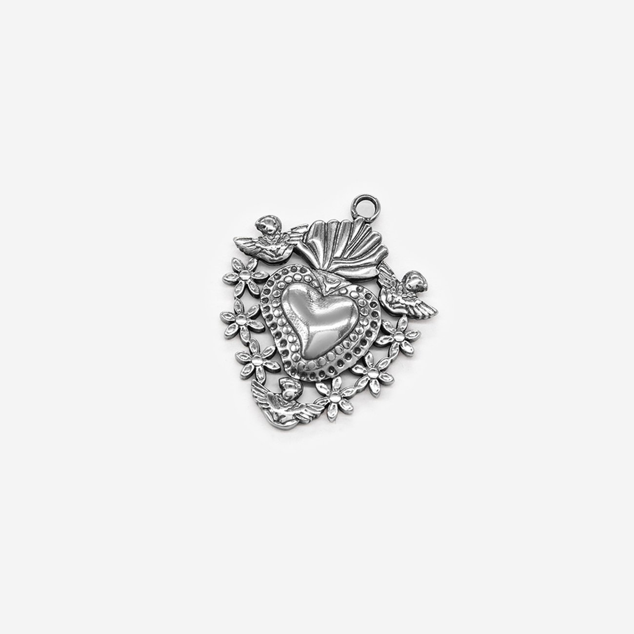 Подвеска "Flower Heart" 29,5*25мм, сталь без покрытия, чернение