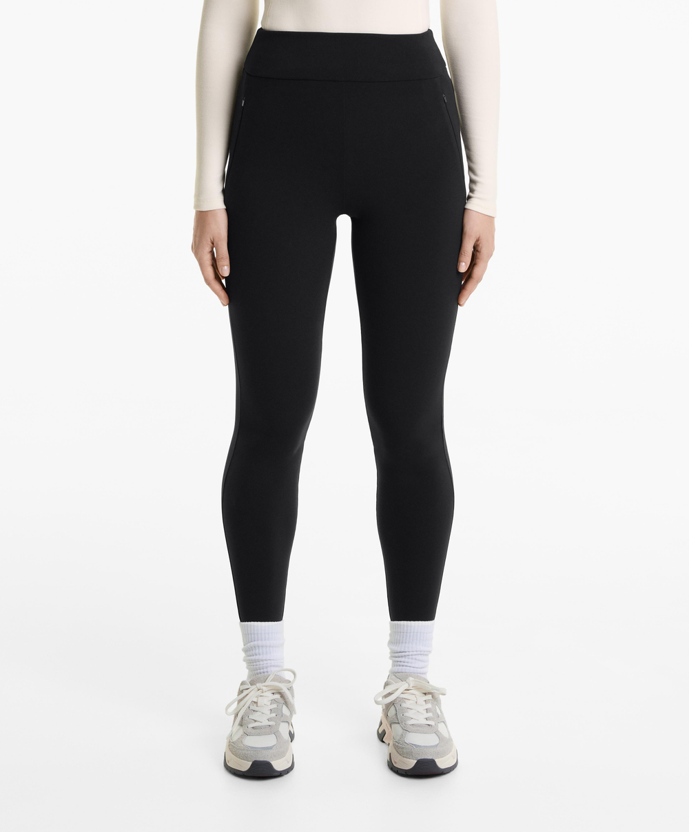 OYSHO Теплые легинсы длиной до щиколотки с высокой посадкой, черный