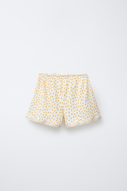 ZARA БЕРМУДЫ С ПРИНТОМ И КРУЖЕВОМ, СВЕТЛО-ЖЕЛТЫЙ