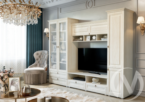 Гостиная Престиж 1 (сандал светлый/сандал светлый) Вариант №1