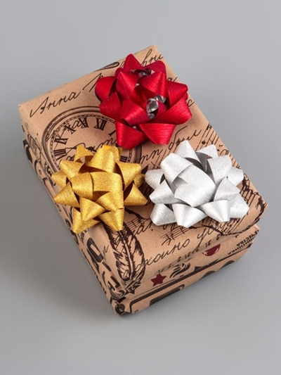 Подарочный Бант - звезда №7.5,  с блестками, для упаковки подарков, МИКС