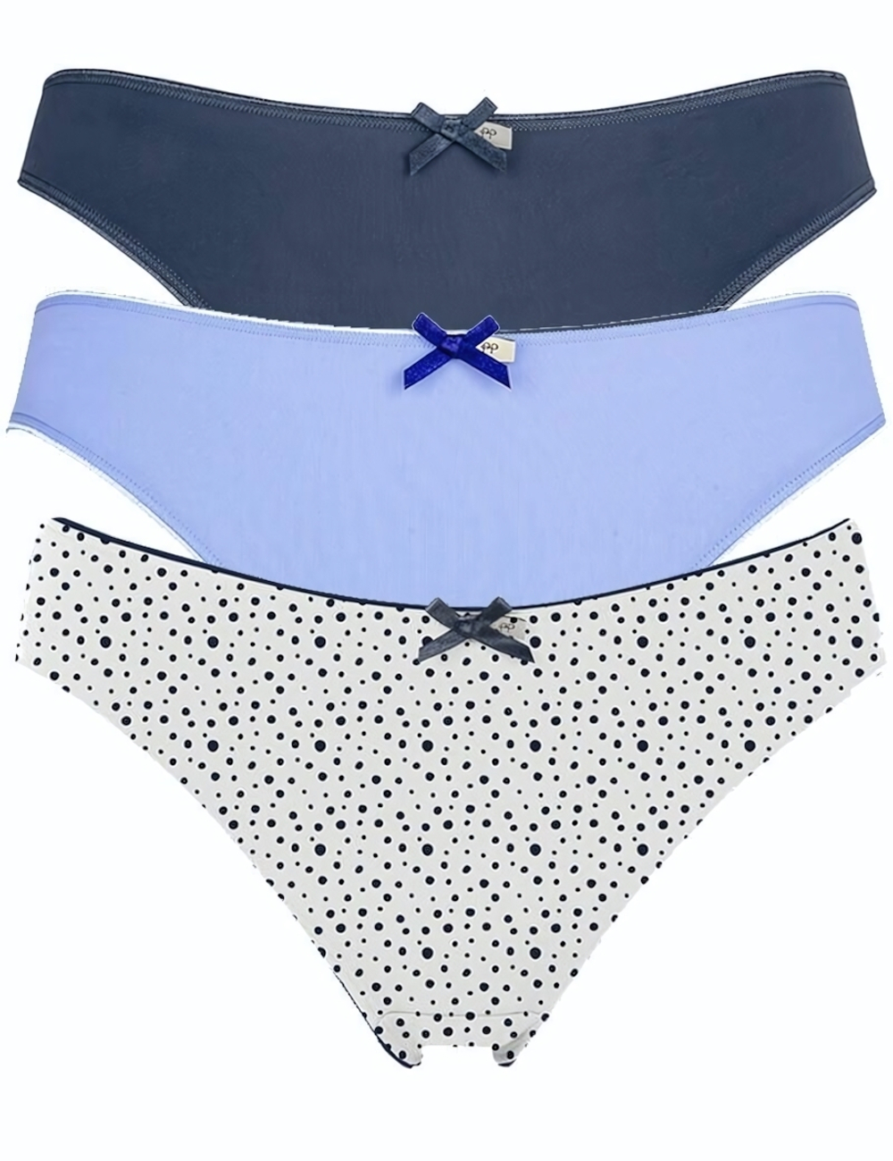Набор из 3 сине-белых трусиков-слип Olivia (Размер: S) (Цвет: синий с белым)