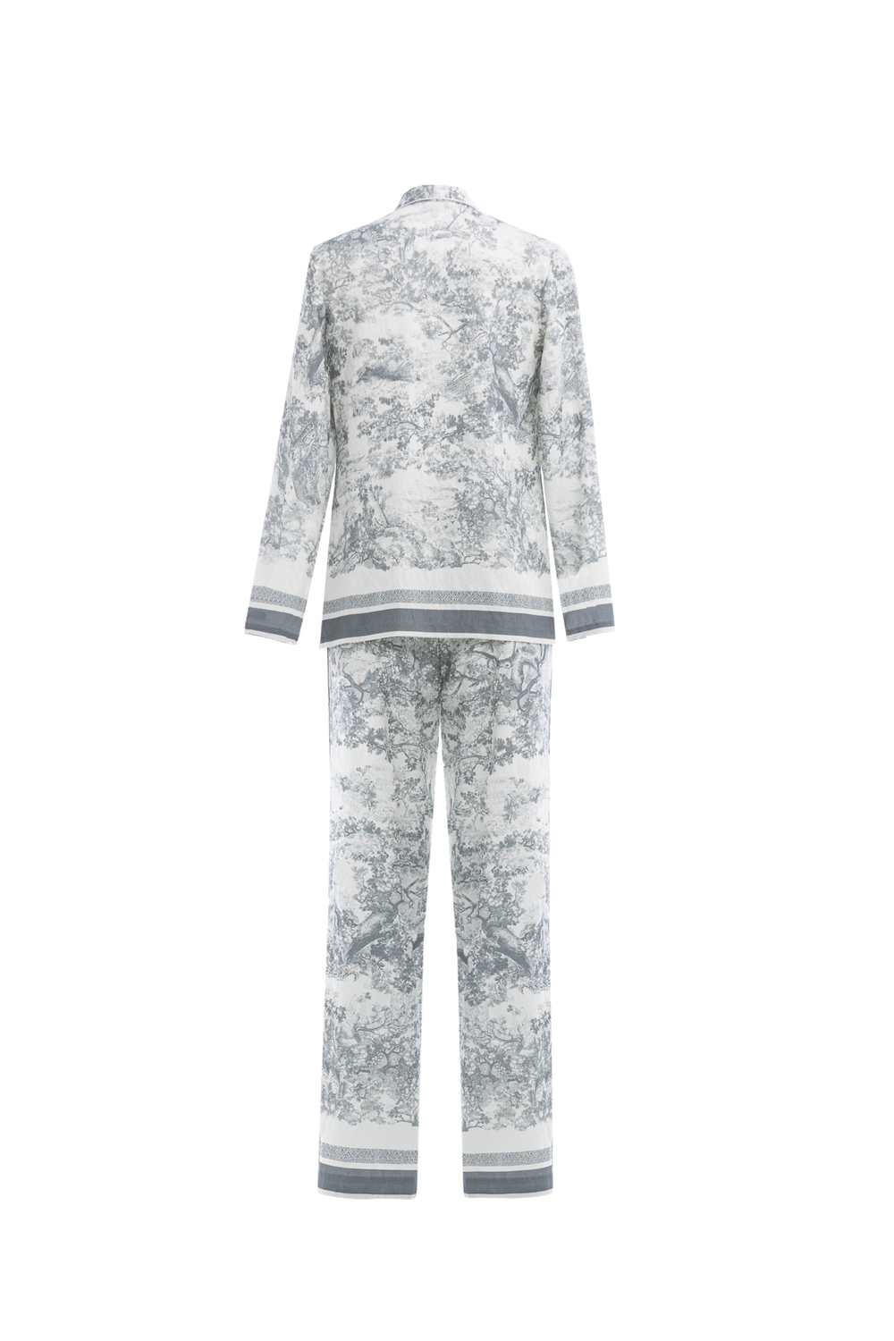 02-01-25 SS Льняной брючный костюм бело-серый