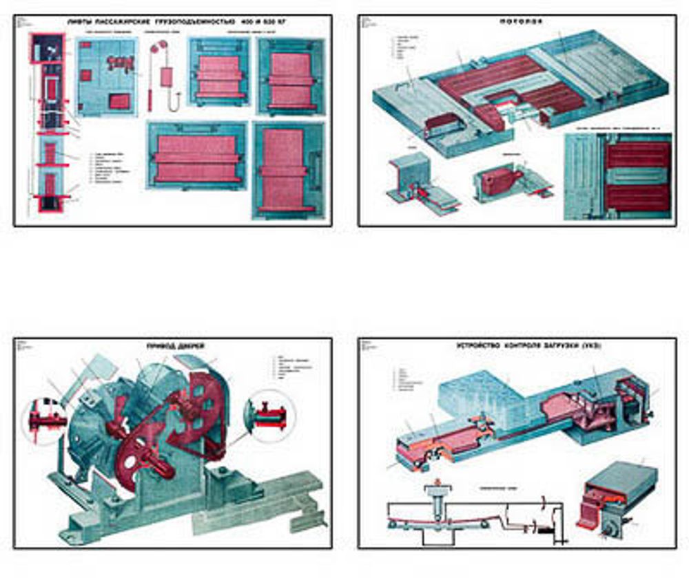Плакаты ПРОФТЕХ &quot;Устройство пассажирских лифтов&quot; (20 пл, винил, 70х100)