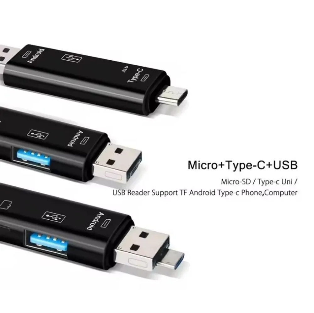 Картридер 5 в 1 Usb 2.0 ТипC/Usb/Micro/TF OTG