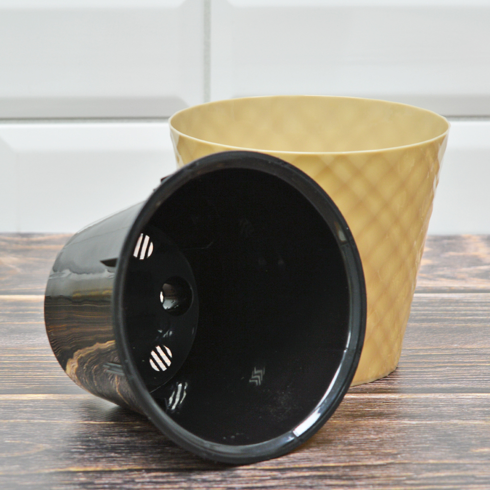 Горшок цветочный Manhattan 1л D125мм, молочный шоколад