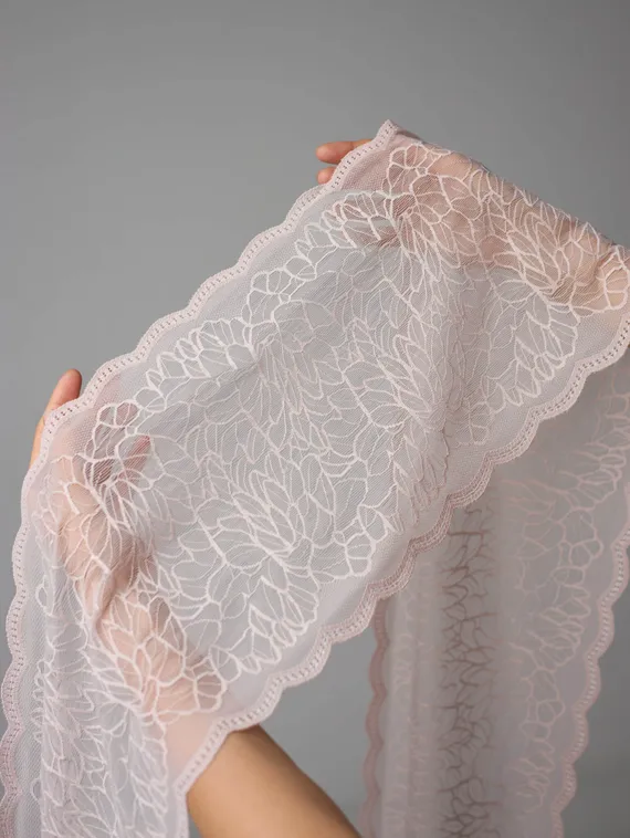 03-295 ОПТ Кружево эластичное 22 см, серебристый пион 168