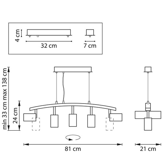 Комплект с подвесной люстрой Lightstar Rullo (571735+214437-5) LR735375
