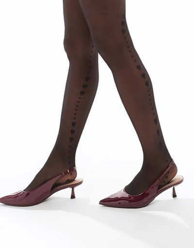 Женственные колготки со швом из сердечек (Размер: S-M-L) (Цвет: черный)