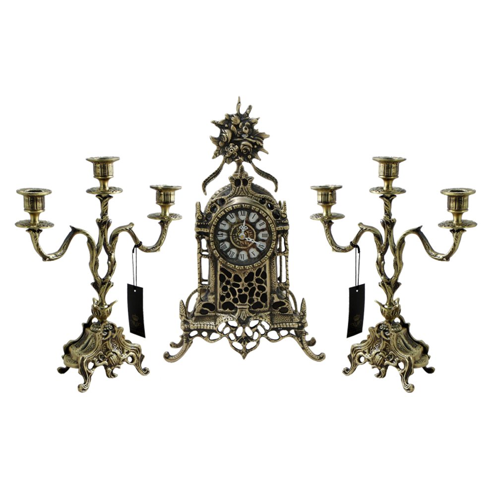 Bello De Bronze Каминные часы с канделябрами "Осень", "антик"