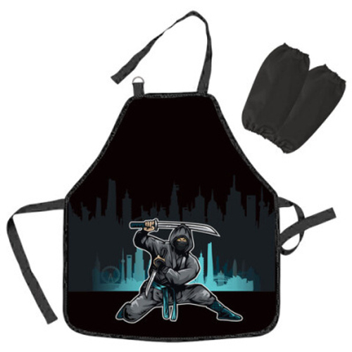 Накидка фартук с нарукавниками для труда ЮНЛАНДИЯ, 46х54 см, Black Ninja, 271650