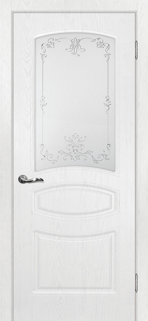 Дверь Сиена-5 / Цвет Пломбир / Сатинат, контурный полимер серебро / Двери МАРИАМ