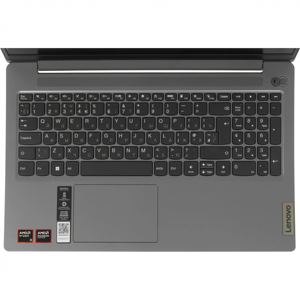 Ноутбук Lenovo IdeaPad Slim 3 15AMN8 Ryzen 3 30 8Gb SSD256Gb AMD Radeon 610M 15.6" IPS FHD (1920x1080) без ОС grey WiFi BT Cam (82XQ01CCPS)