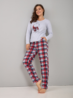Пижама с брюками КБ-004П/серый-синекраснаяклетка