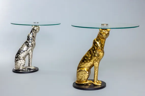 Кофейный стол "Леопард" серебро