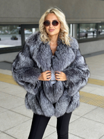 Шуба из меха чернобурки «французская елочка»