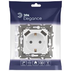 14-4109-01 ЭРА Розетка 2P+E 16A-250В, штор. с 2xUSB 5В-3А, Эра Elegance, белый | Elegance Белый