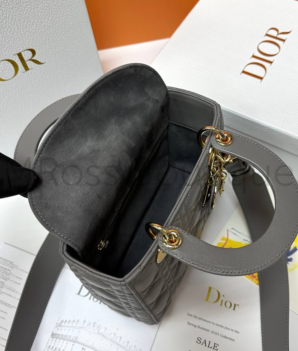 Женская сумка Lady Dior My ABC квадратная темно-серого цвета