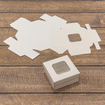 Коробка Для конфет сборная 8х8х7 см с окошком (Белый, Крафт)