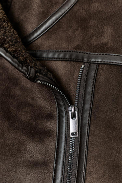 ZARA КУРТКА-ДУБЛЕНКА — ZW COLLECTION, ТЕМНО-КОРИЧНЕВЫЙ