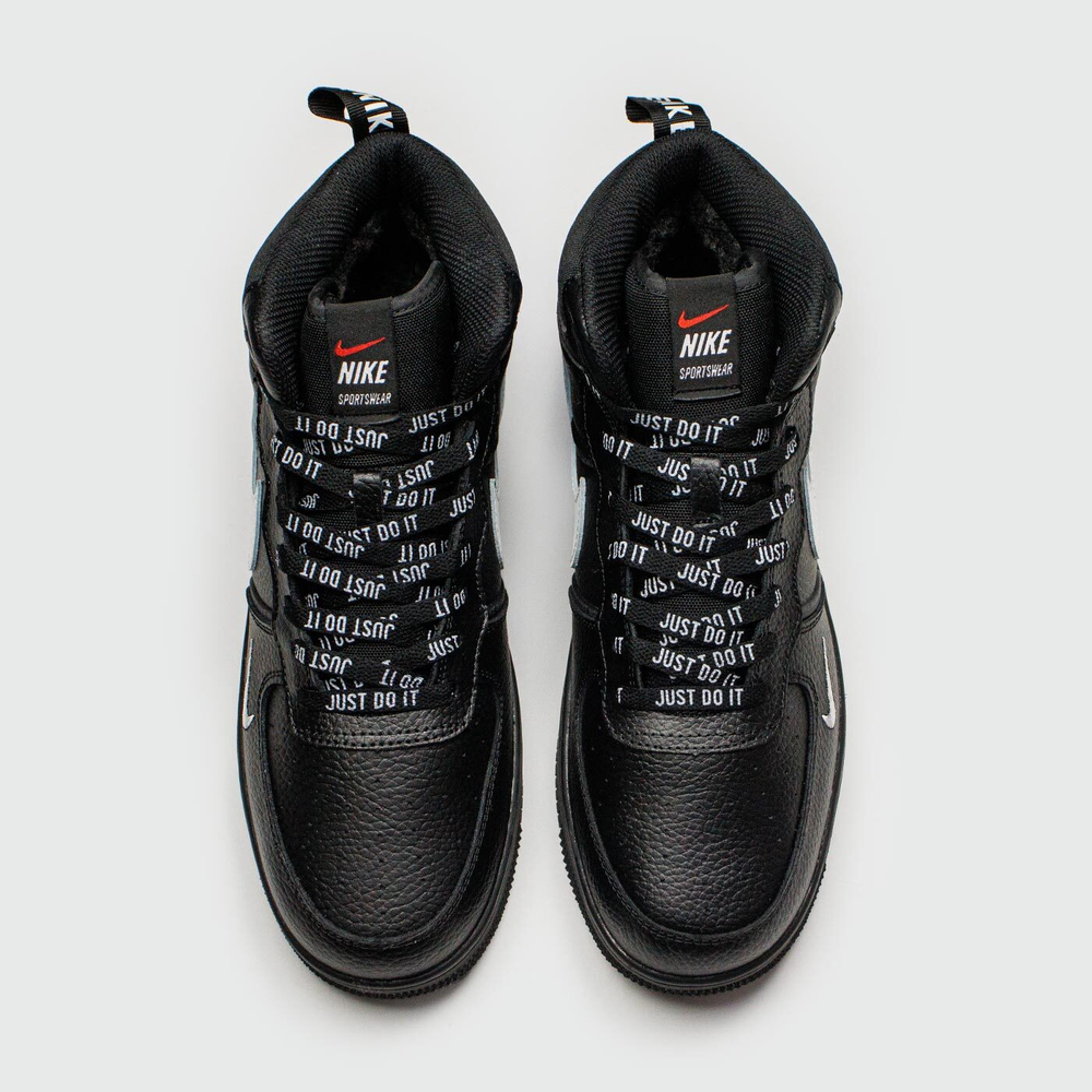 Кроссовки Nike Air Force 1 Mid Black / Wh. Sw. with Fur