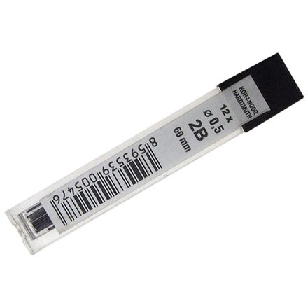 Грифели для механических карандашей, Koh-i-noor, 0.5мм, 2B, 12шт упак.