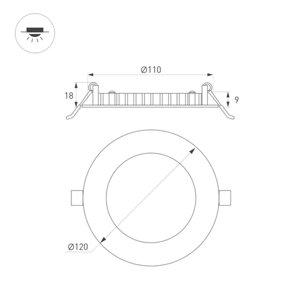 Светильник MS-EDGE-R120-6W Day4000 (WH, 115 deg, 230V) (Arlight, IP44 Металл, 3 года) 041903