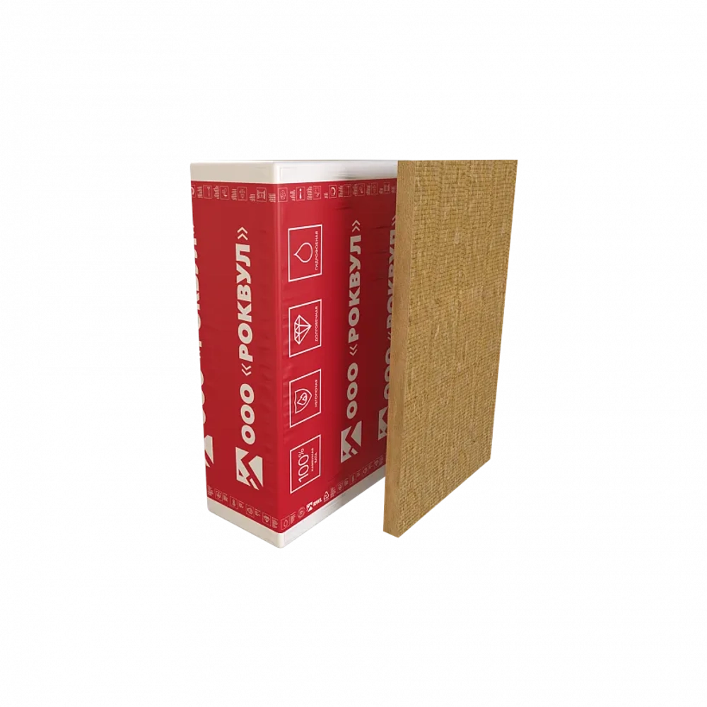 Плита теплоизоляционная гидрофобизированная из минеральной ваты на основе базальтовых горных пород ФТ БАРЬЕР, РОКВУЛ