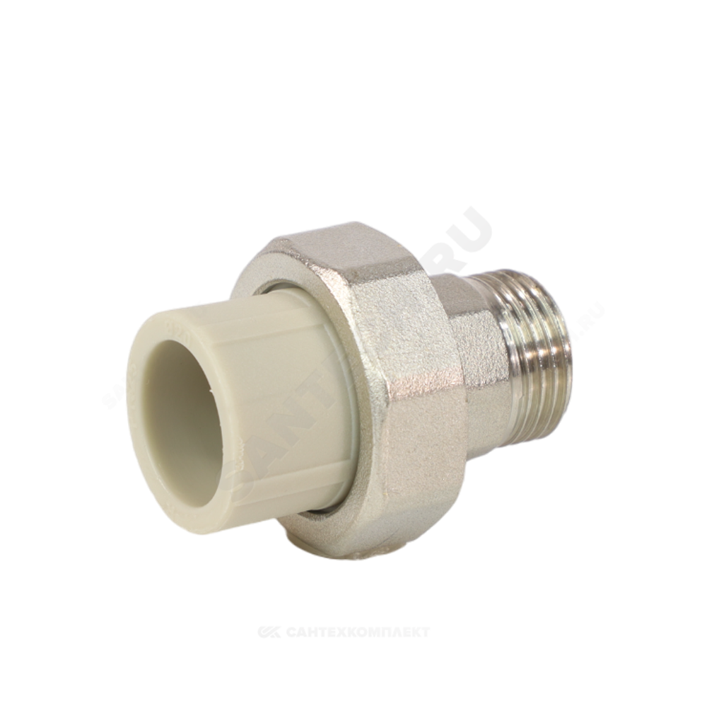 Муфта PP-R комбинированная разъемная серая Дн 20х1" НР VALFEX 10156125Г