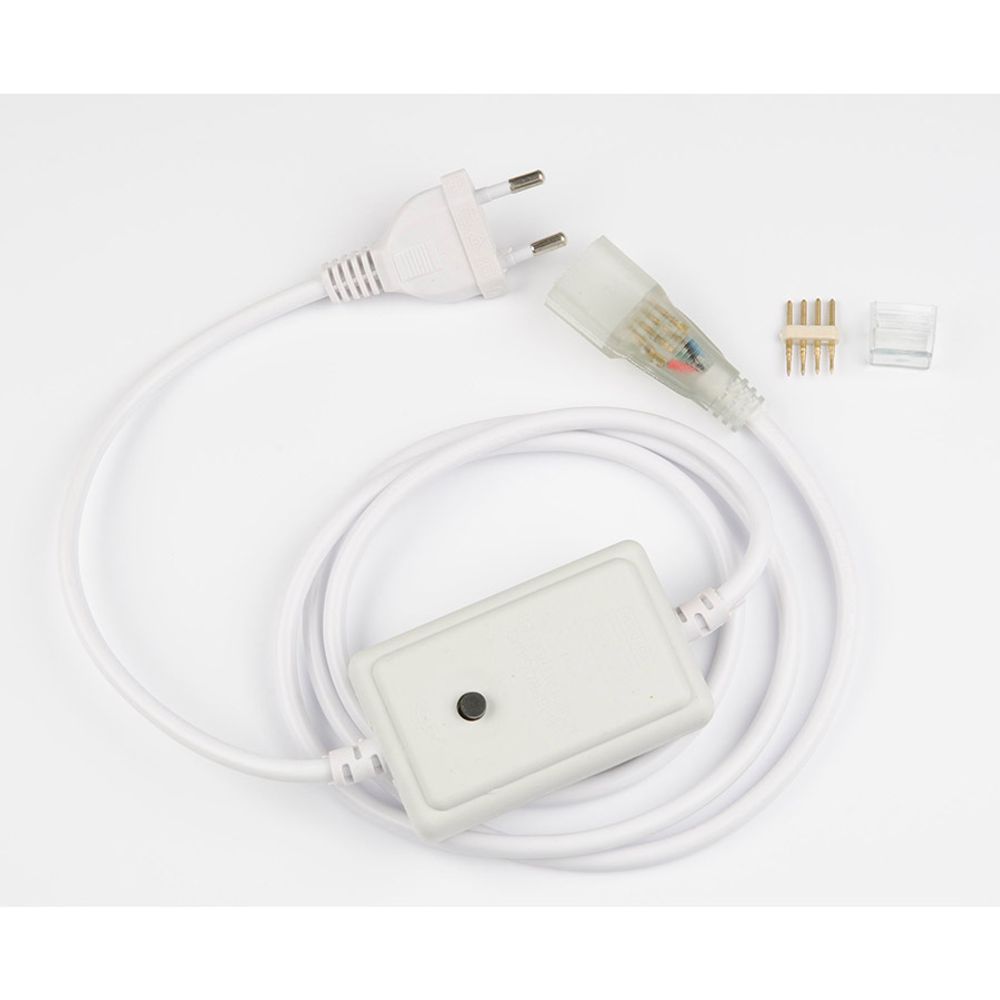 UCX-SP4/N22 WHITE 1 STICKER Провод электрический для светодиодных лент ULS-N22 RGB NEON 220В, 10x18мм, 4 контакта. Цвет белый. TM Uniel
