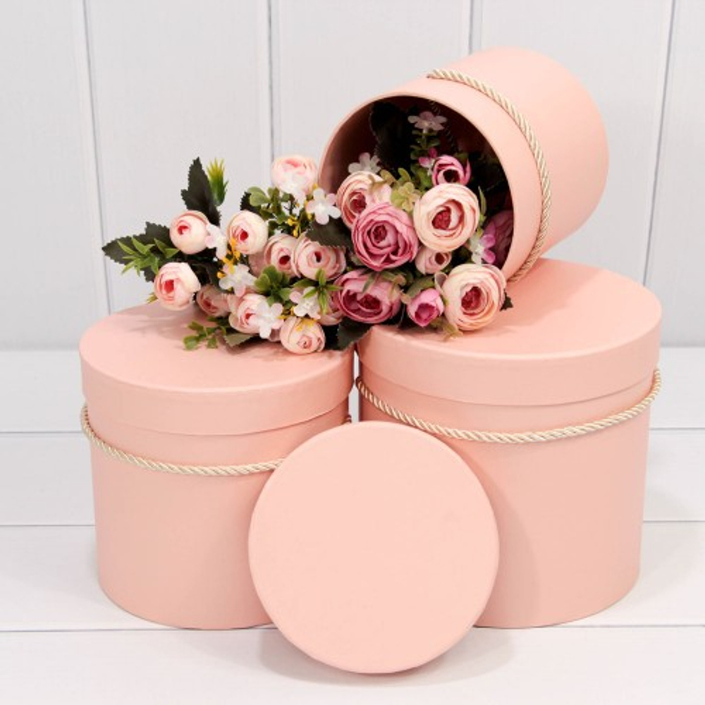 Коробка 18х17 см Набор 3 шт (Персиковый)