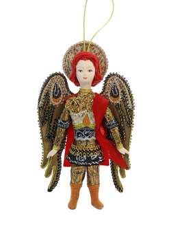 Подвесная фарфоровая кукла Архангел Михаил. Сувенир ручной работы