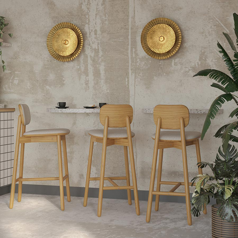 Стул барный с обивкой LATITUDE Saga, рогожка, бежевый