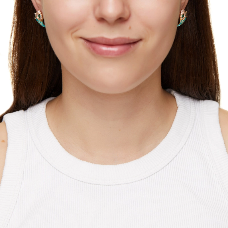 Серьги-кольца Мини Неоновая Змея – Синие