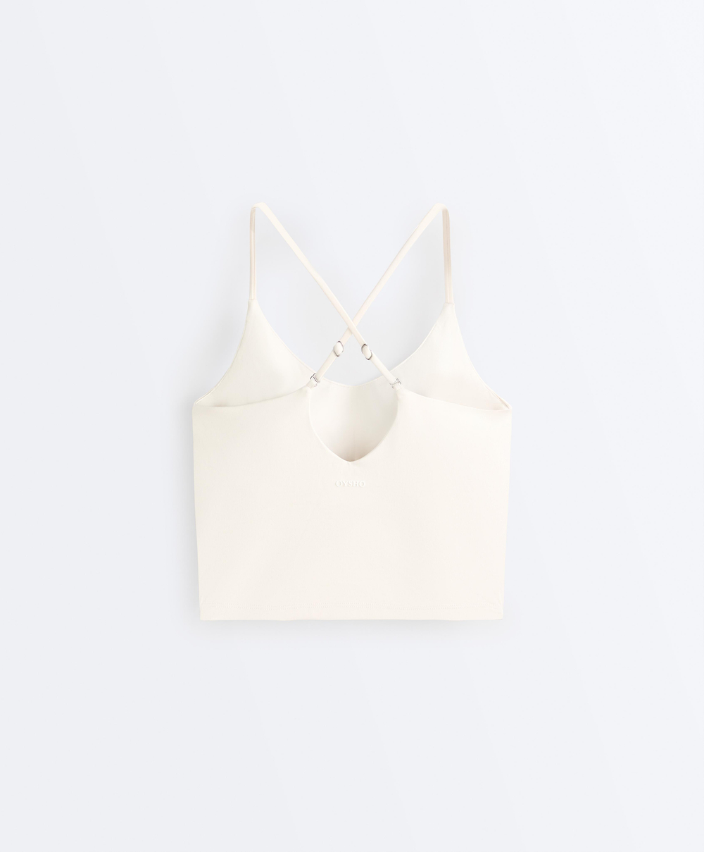 Oysho Топ Comfortlux с регулируемыми бретелями, экрю