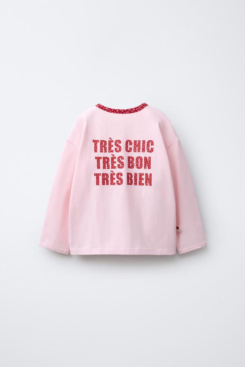 ZARA ФУТБОЛКА С ТЕКСТОВЫМ И ЦВЕТОЧНЫМ ПРИНТОМ, КРАСНЫЙ