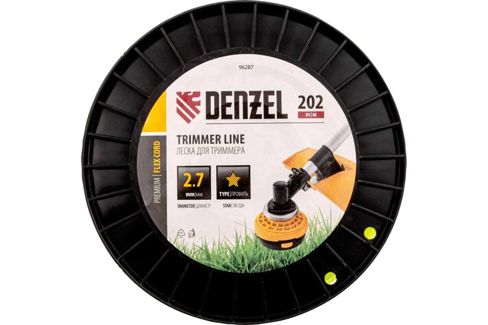 Леска FLEX CORD звезда 2.7 мм, 202 м, на DIN катушке для триммера Denzel 96287