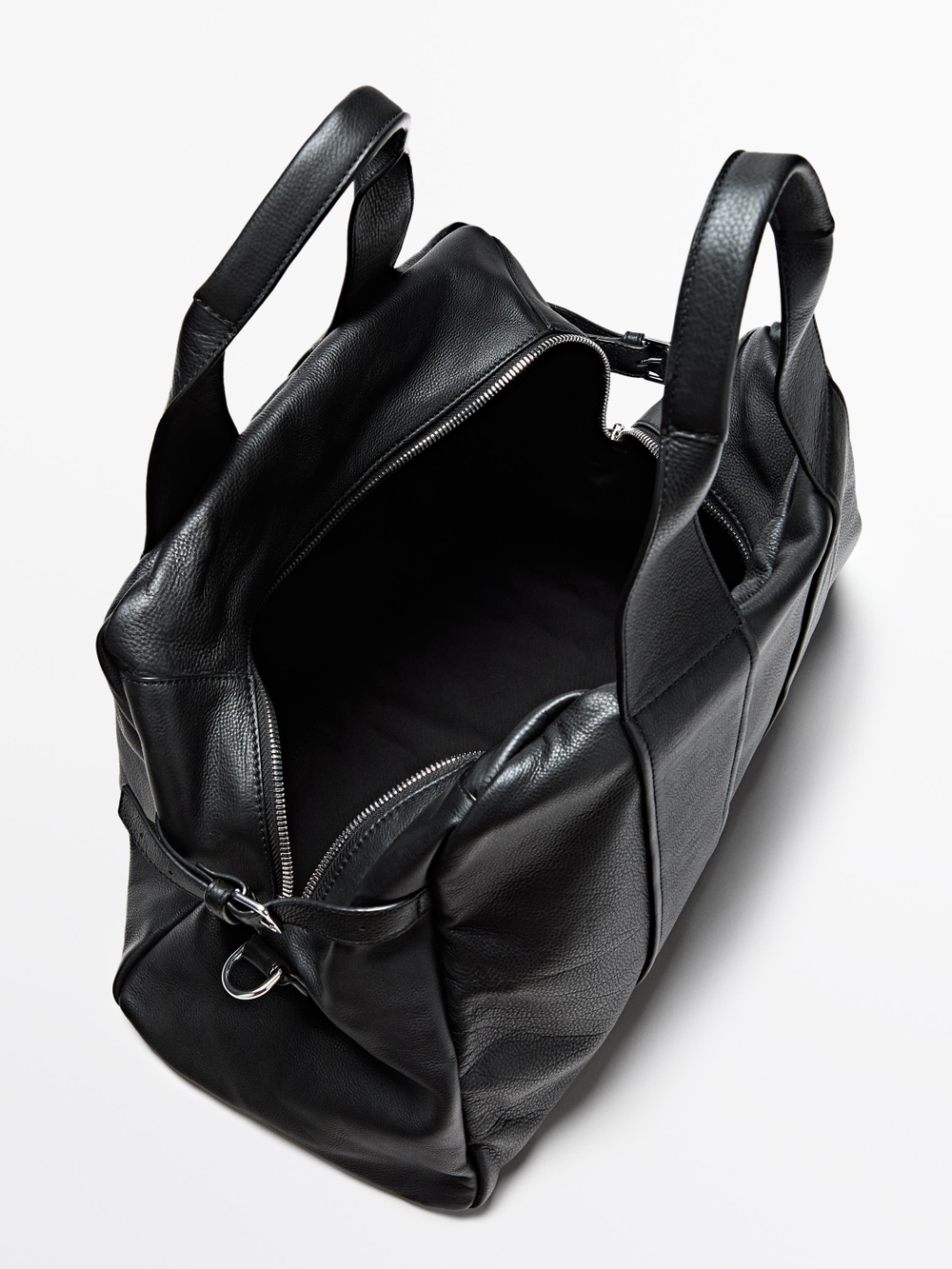 Massimo Dutti Дорожная сумка из кожи наппа, черный