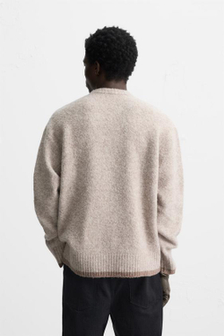 ZARA СВИТЕР С КОНТРАСТНЫМИ ДЕТАЛЯМИ, ЭКРЮ